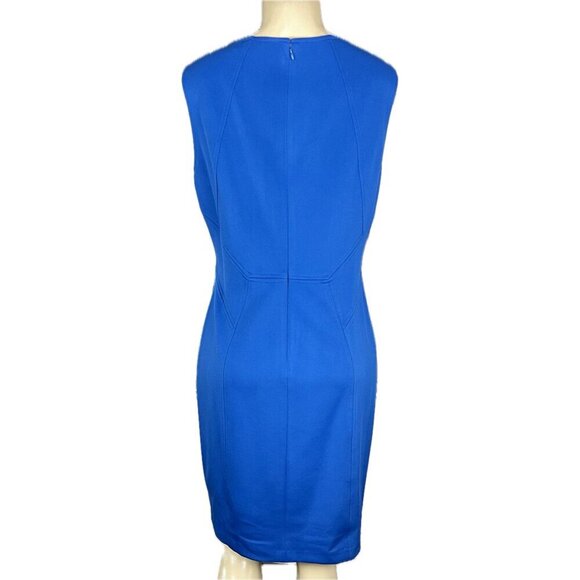 Ivanka Trump 14 Blue Scoop Neck Bar Accent Seam Detail Lined Sleeveless Dress - Picture 3 of 6